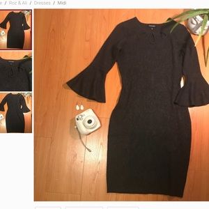 Curvy dress with flared sleeves